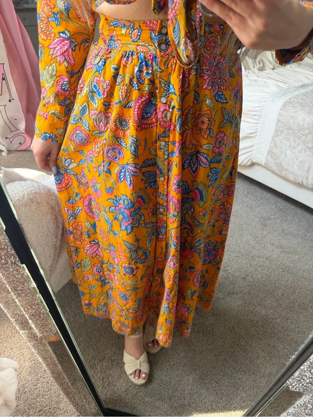 House of Harlow 1960 Yellow Floral Tie-Front Maxi Dress